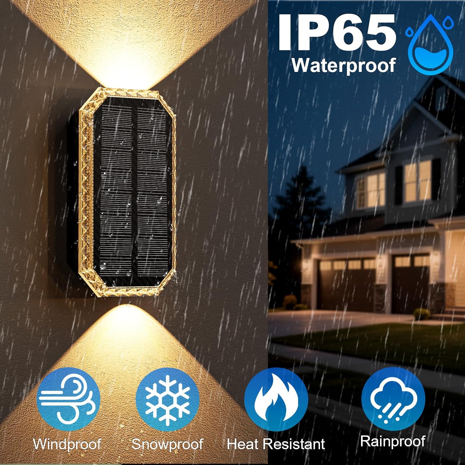 Detalle 2 de Applique Solare da Esterno a 4 Pezzi, 3 Temperature di Colore – IP65, 1200mAh