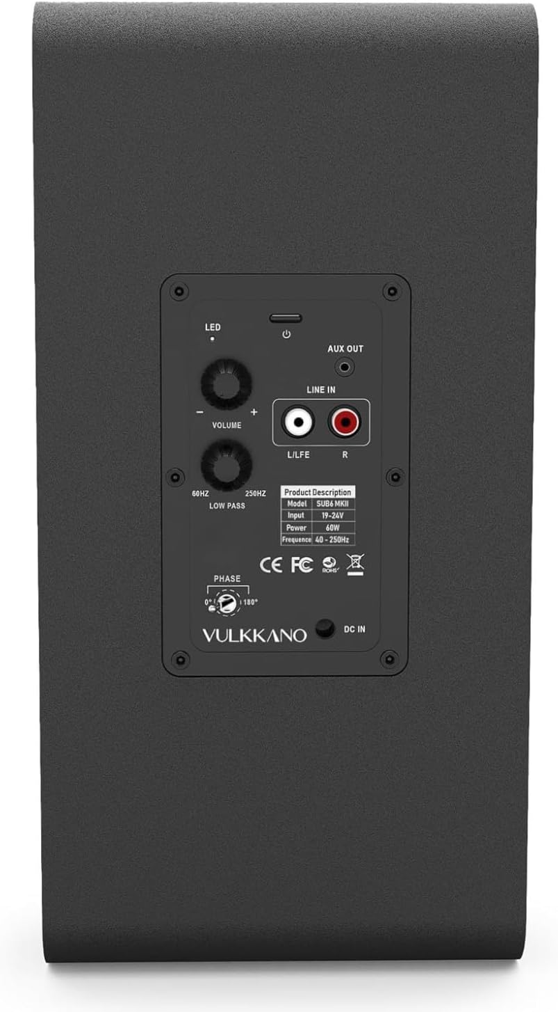 Thumbnail 1 de VULKKANO SUB6 MKII — caisson de basses actif compact 6 pouces pour cinéma maison, musique et jeux