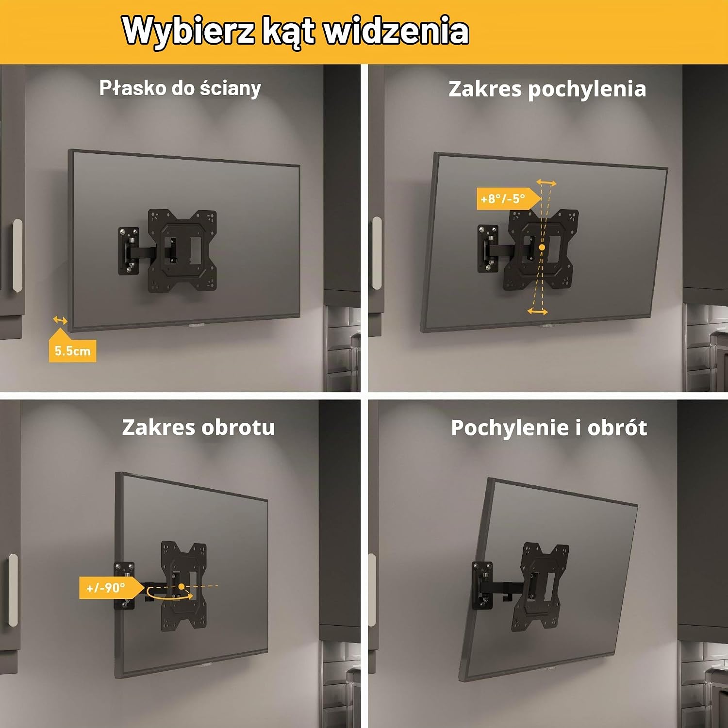 Thumbnail 2 de D-Line uchwyt ścienny do telewizora 23–50 cali, obrotowy i uchylny