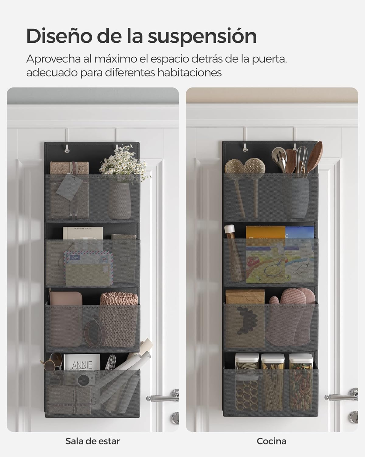 Detalle 2 de Songmics Organizador Colgante de Puerta con 4 Bolsillos
