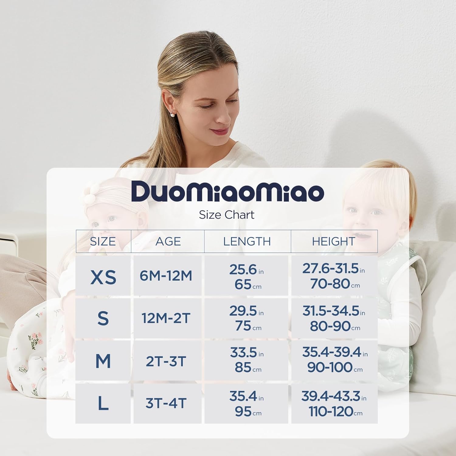 Thumbnail 4 de Duomiaomiao 2er Pack Baby Schlafsack mit Füßen, 0.5 Tog, Baumwolle – Frühling/Sommer, Größen 65–95 cm