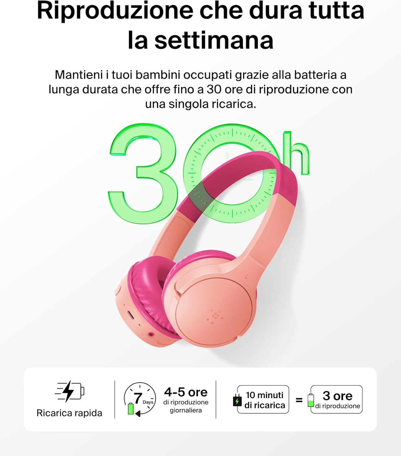 Thumbnail 3 de Belkin SoundForm Mini Cuffie wireless per bambini rosa