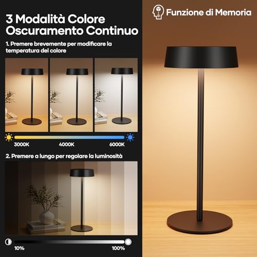 Detalle de Suright Lampada da Tavolo Solare Senza Fili per Uso Interno ed Esterno – design elegante e versatilità
