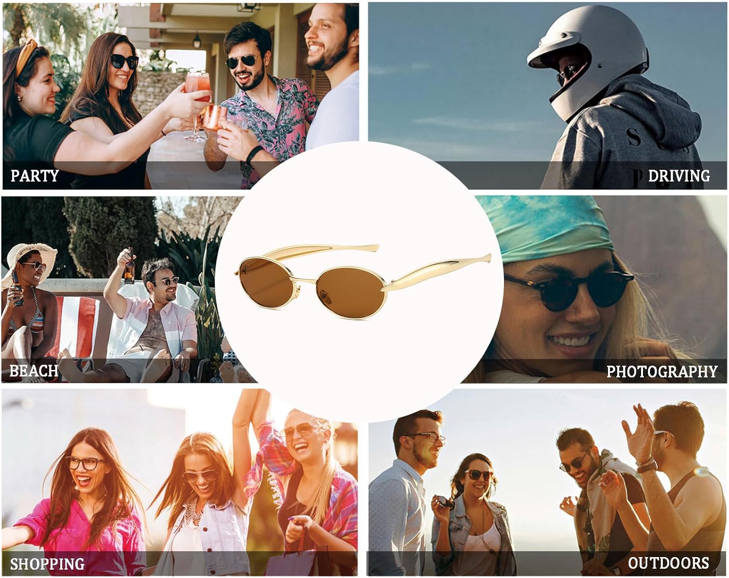 Thumbnail 6 de YAMEIZE Ovale Metall Sonnenbrille – UV400 Schutz, klassischer Stil