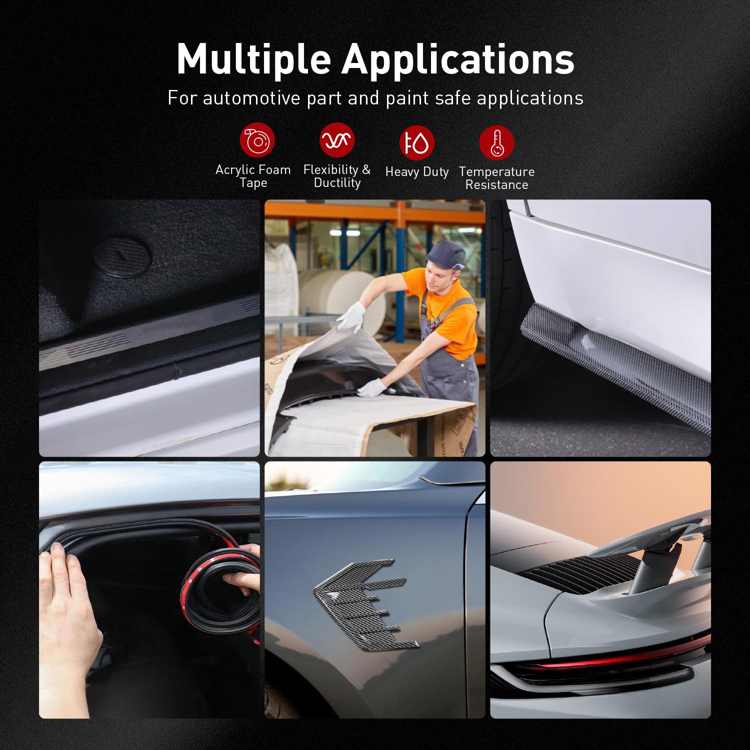 Thumbnail 6 de 3M Automotive Acrylic Plus Befestigungsband PT1100, dunkelgrau (20 mm x 5,5 m) – doppelseitige Acrylklebebefestigung