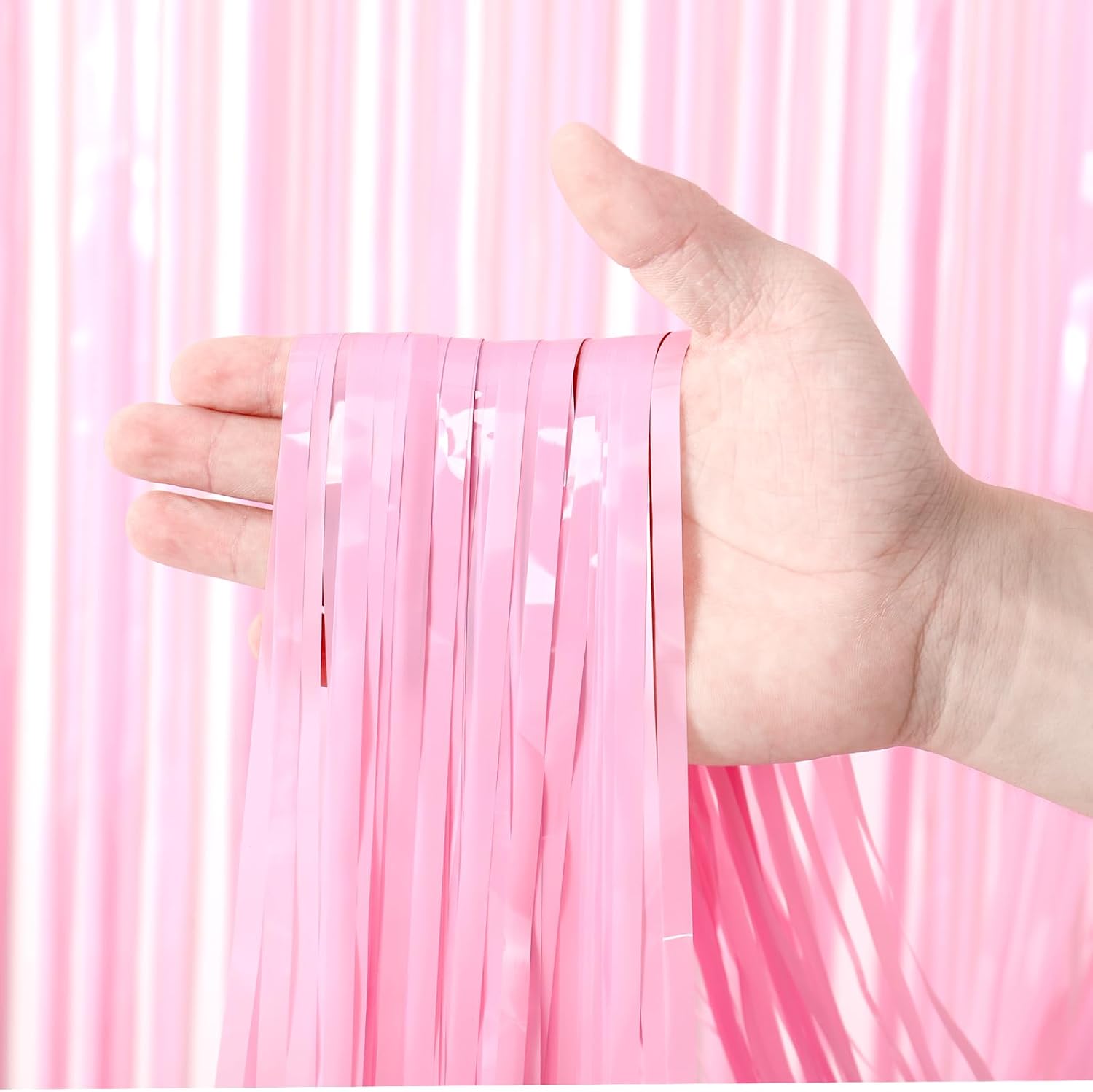 Thumbnail 1 de Voircoloria Pastel Pink Fringe Curtain 3.28 ft 🎉