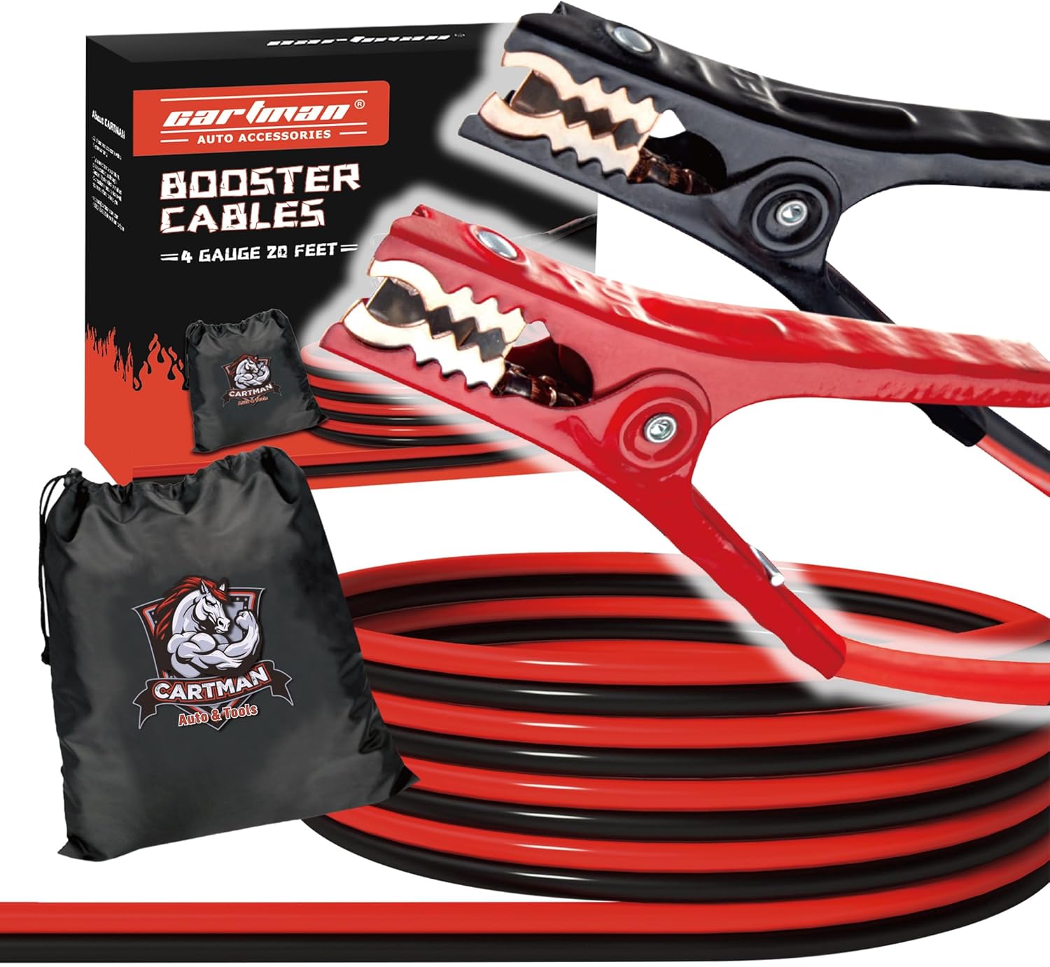 CARTMAN 4 Gauge 20 Ft Jumper Cables