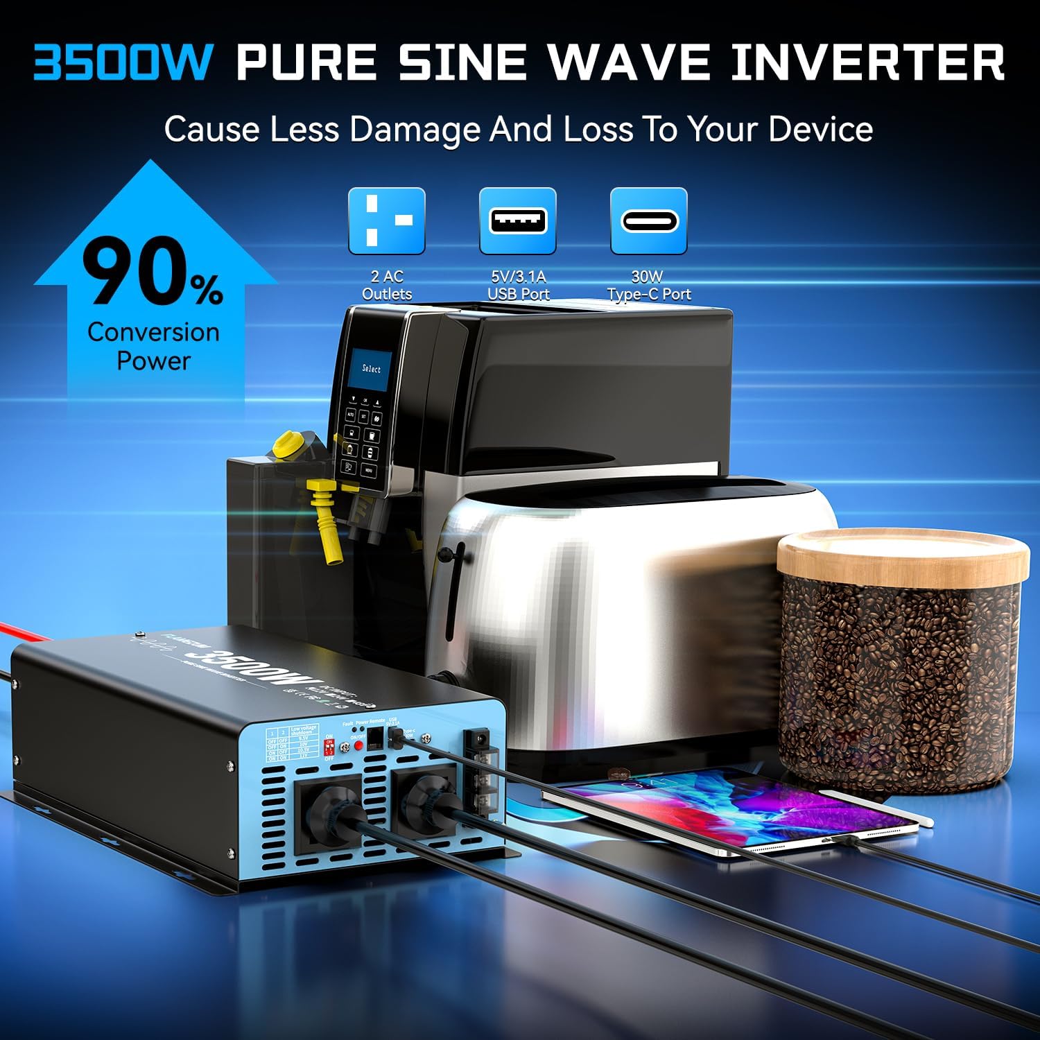 Detalle 2 de FLAMEZUM 3500W pure sine wave inverter