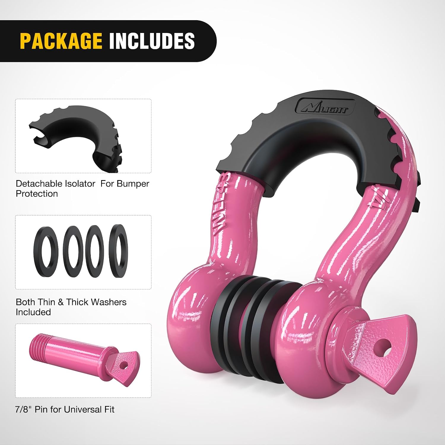 Detalle 2 de Nilight 2-Pack 3/4 in D-Ring Shackle with 7/8 in Screw Pin (41,887 lbs) for Off-Road Recovery