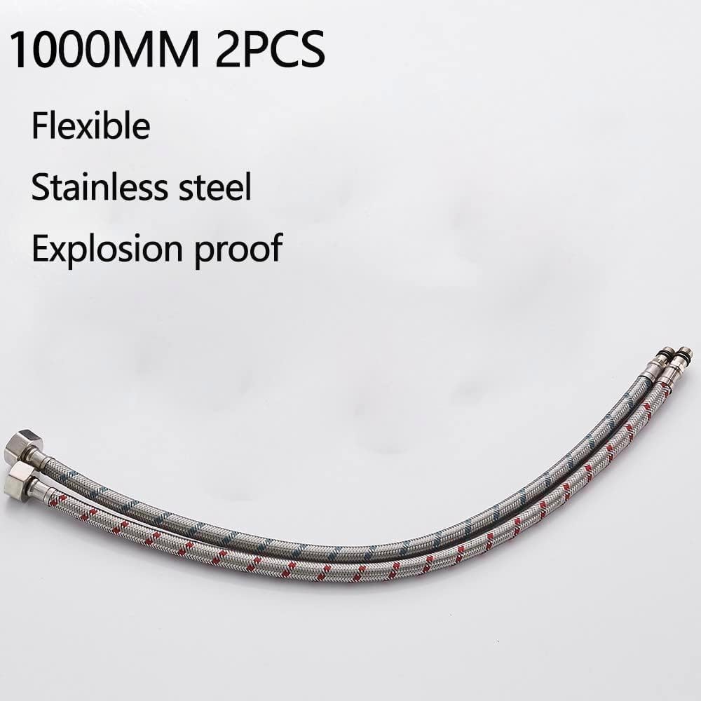 Thumbnail 1 de Heable Pack of 2 Monobloc Mixer Tap Connectors 1000mm Silver