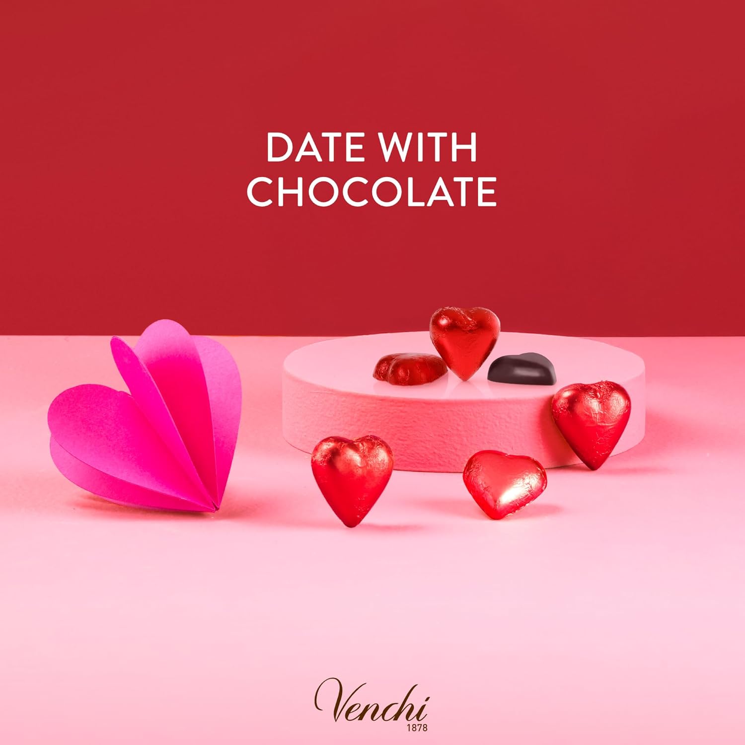 Detalle de Venchi Chocolats Valentines Extra Noirs 75% – Cœur, 1 kg, sans gluten, végan