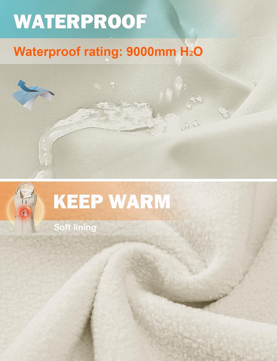 Detalle de RITOSTA Women's Softshell Gilets: Lightweight, Waterproof, Fleece-Lined Hooded Vest