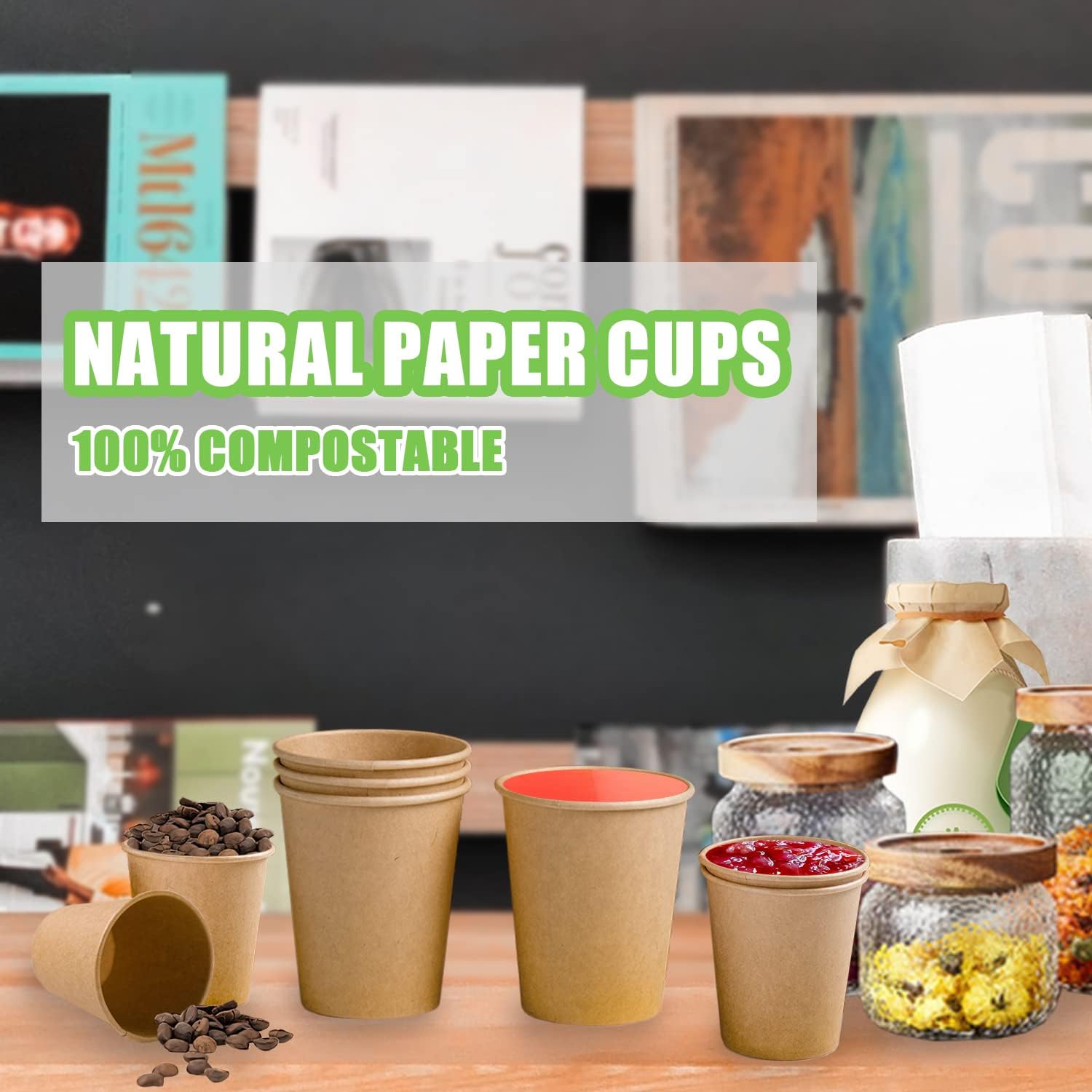 Thumbnail 6 de Lamosi 200-Pack 8 oz Brown Paper Cups 🫖