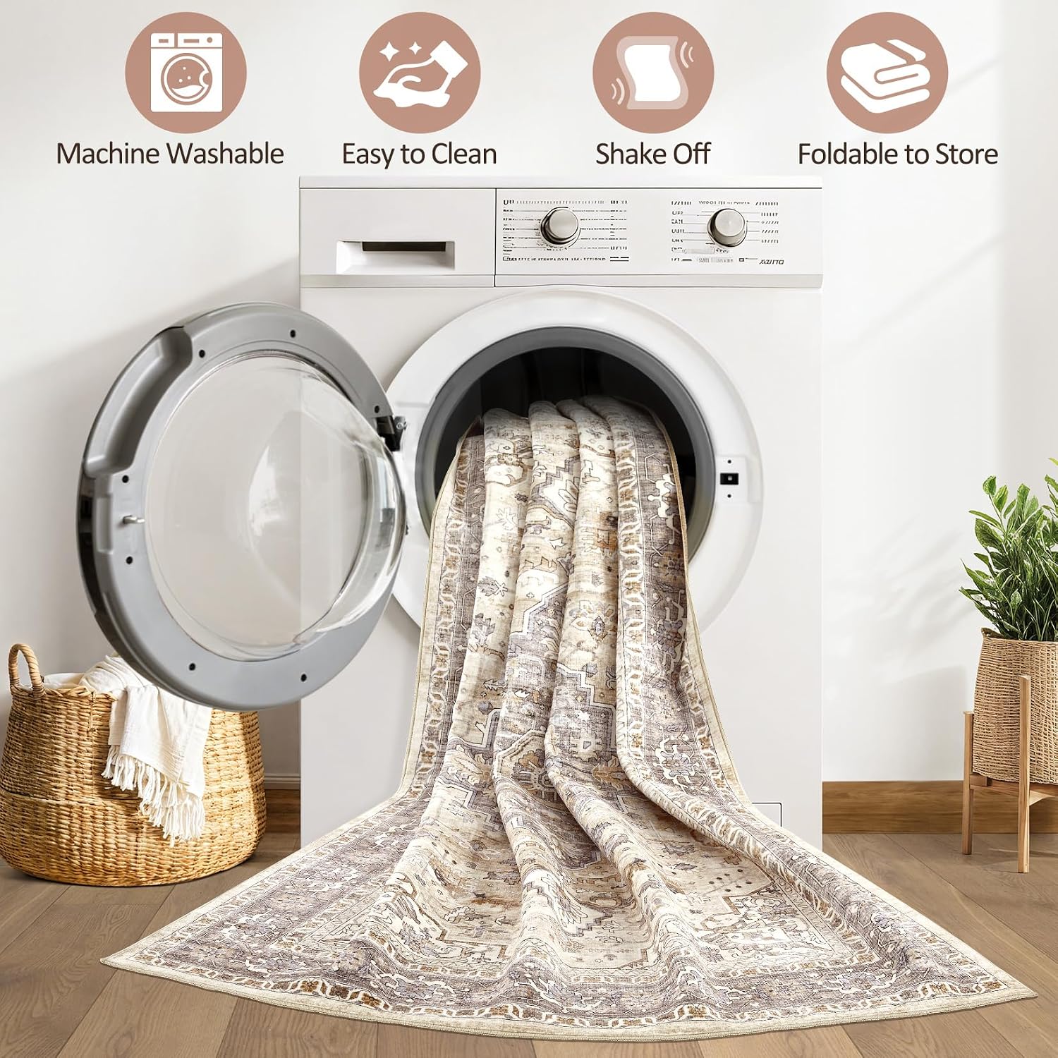 Detalle 2 de LOONGRUG 12x18 Washable Rug
