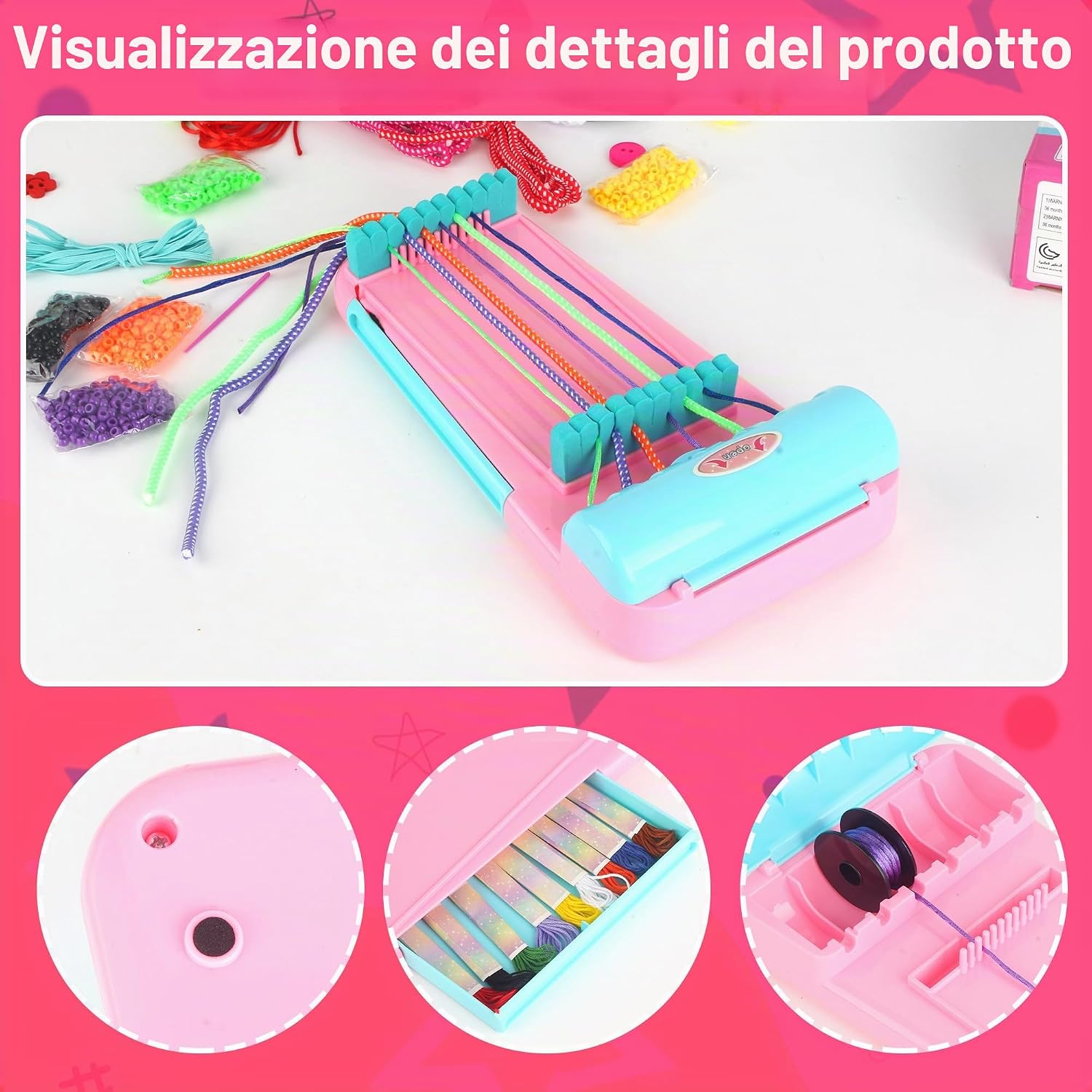 Detalle de Kit artigianale per braccialetti dell'amicizia 3 in 1 – creatività per bambini 6–12 anni