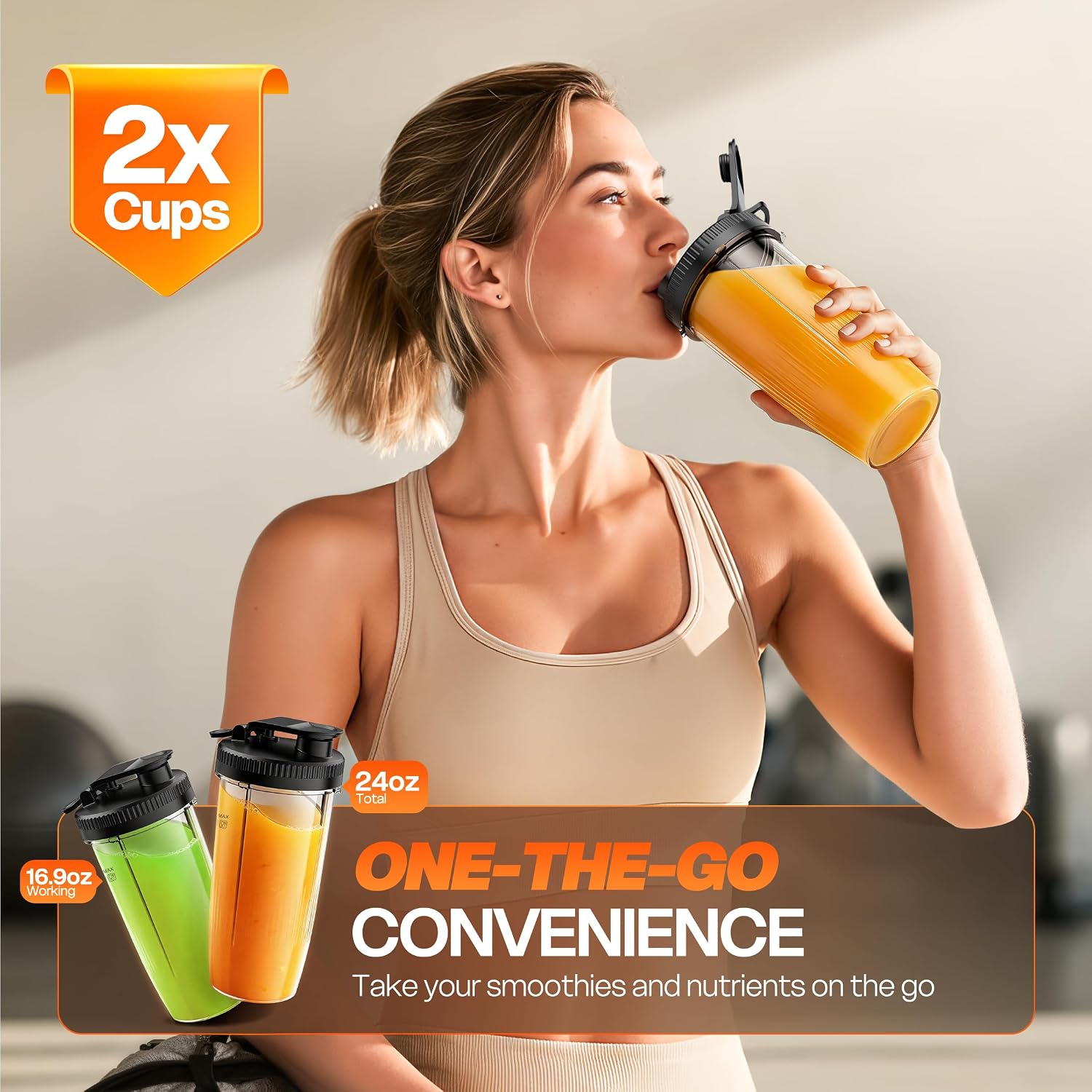 Detalle de Turelar Smoothie Blender Personal Blender for Shakes and Smoothies with 2 x 24oz To-Go Cups