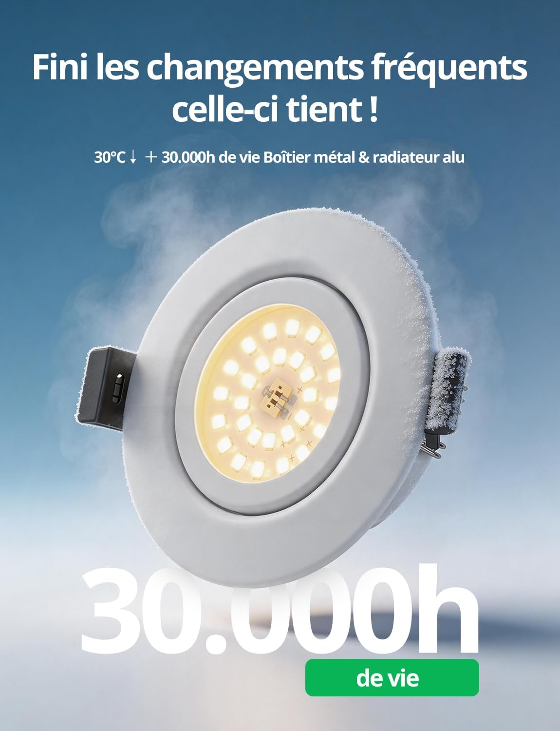 Detalle de Bojim FL087 led-inbouwspots, 6 stuks, IP44, 4,7 W en 4000 K