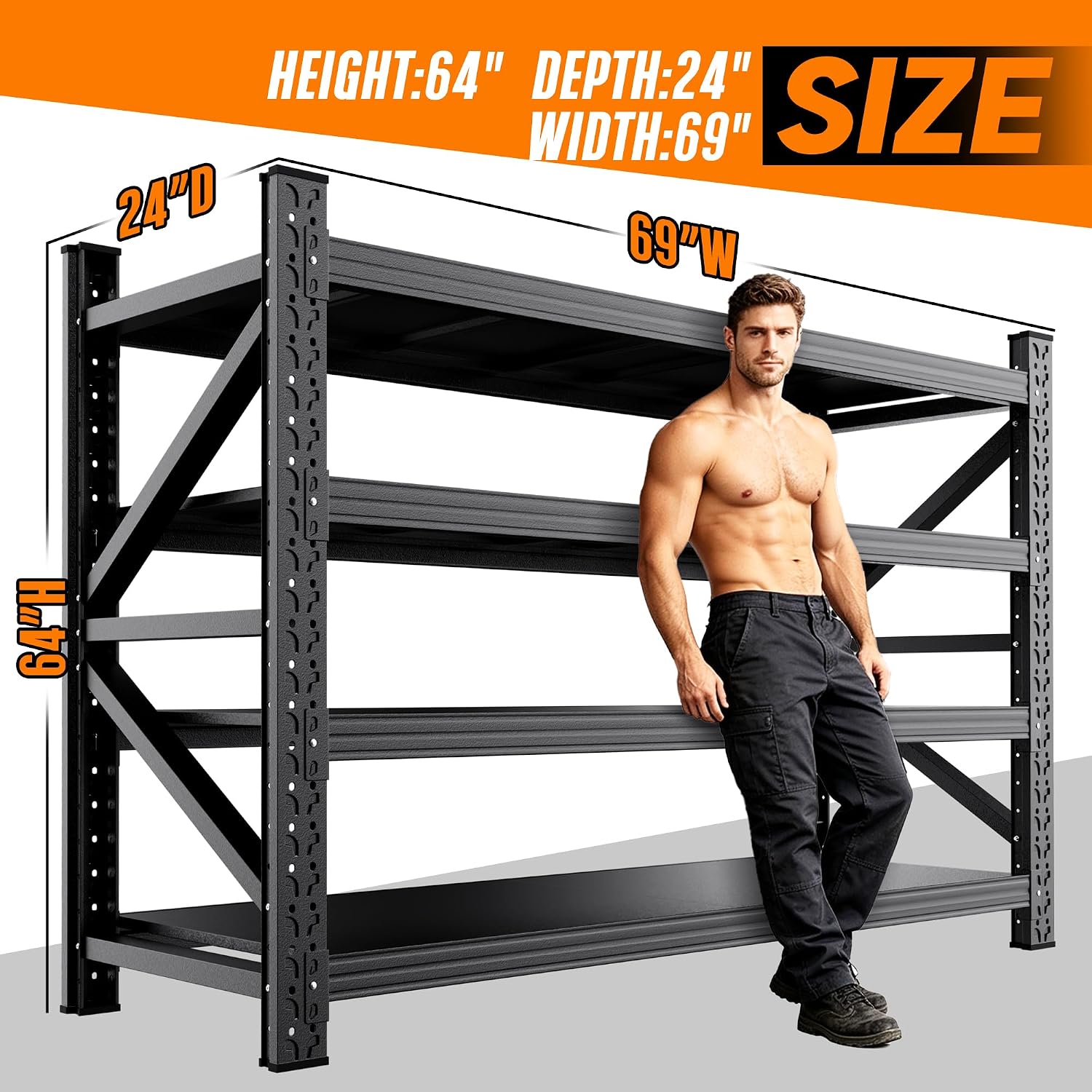 Detalle de DIDSIS Metal Storage Shelving, 69" W