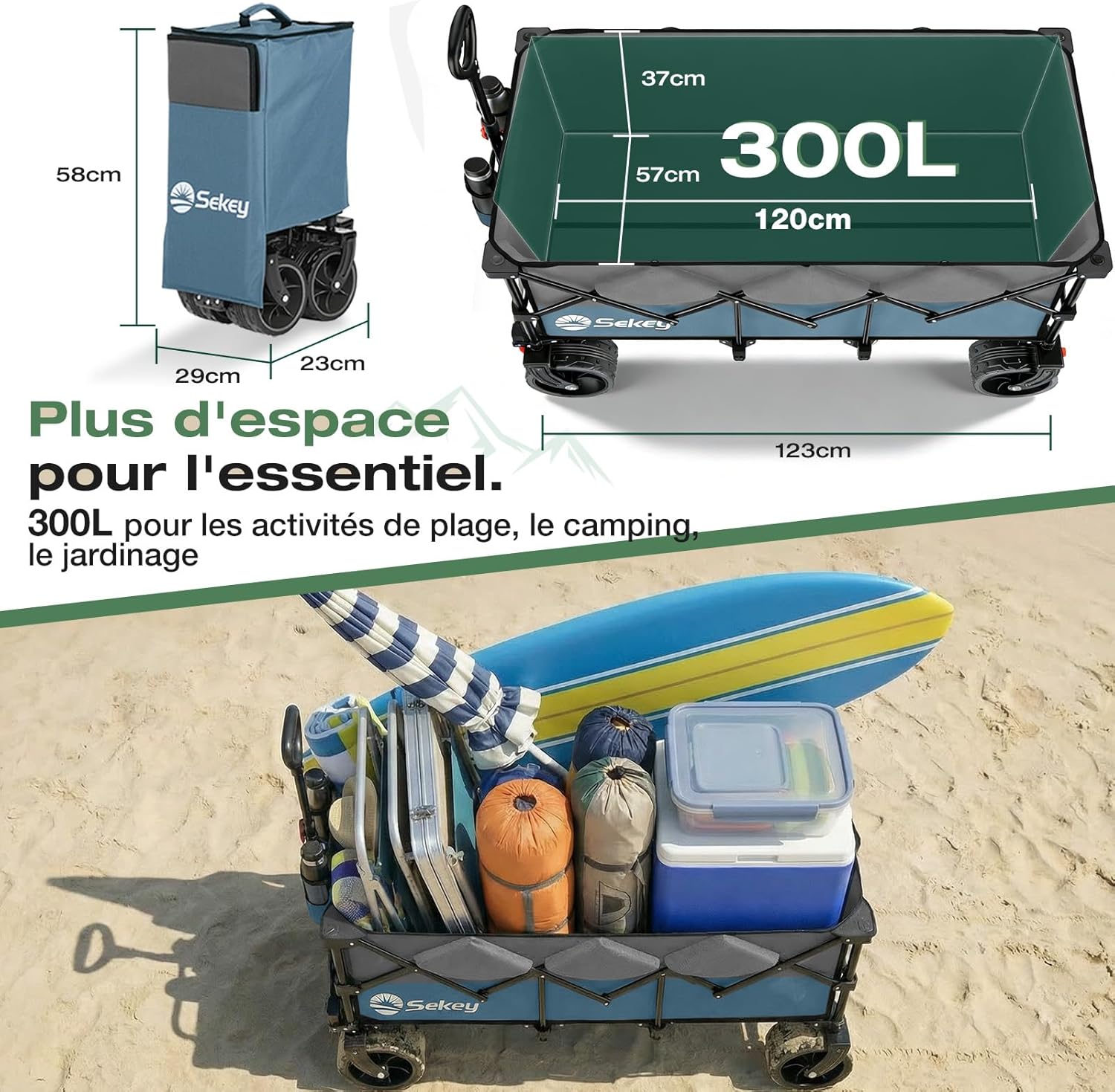 Thumbnail 6 de Sekey XXXL Chariot de Transport Pliable 300L