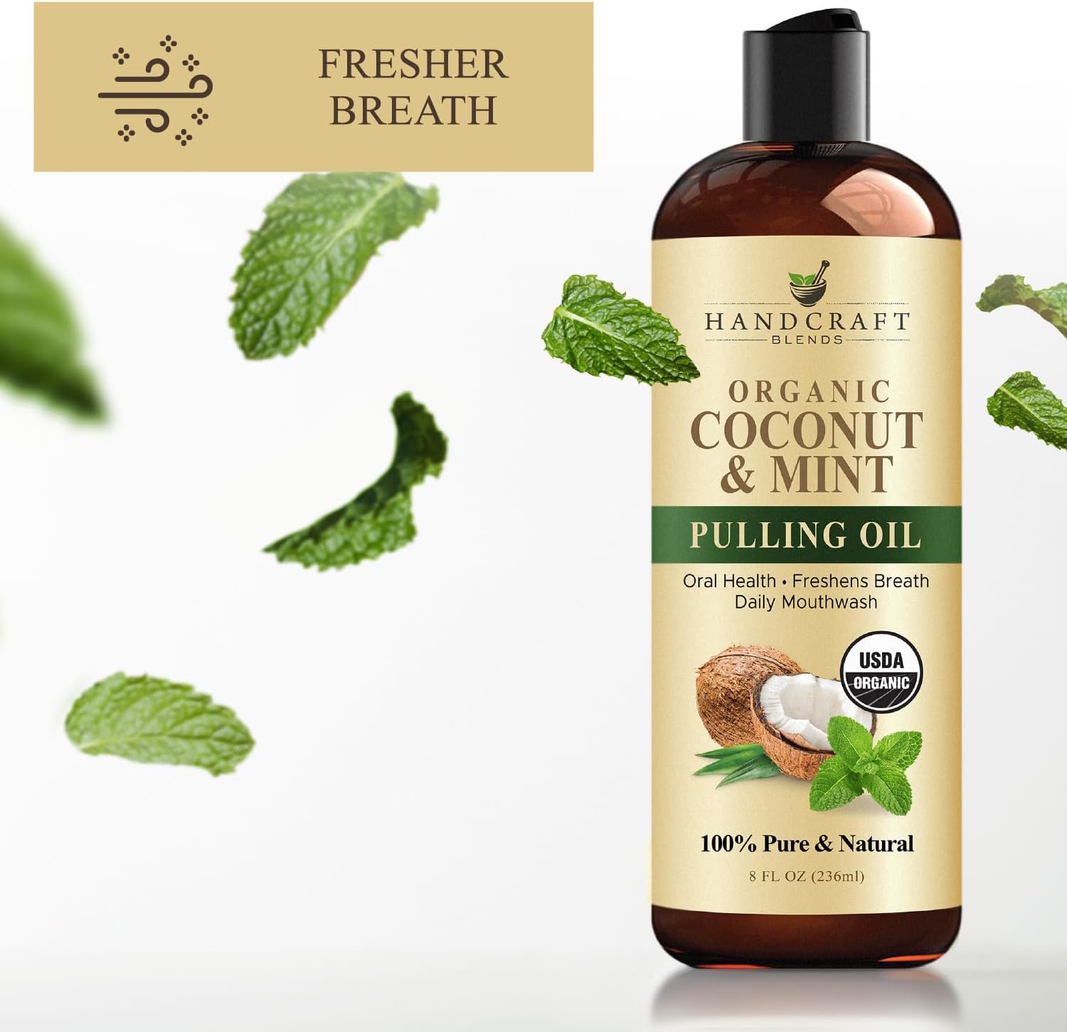Detalle de Handcraft Blends Coconut Oil Pulling with Peppermint for Teeth and Gums – 236 ml