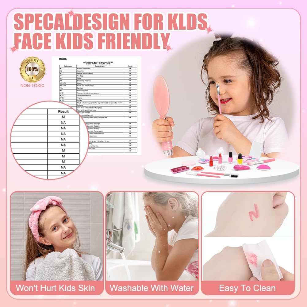 Thumbnail 2 de AOMIG make-upset voor kinderen, 20 stuks, wasbaar met prinses- en eenhoornthema