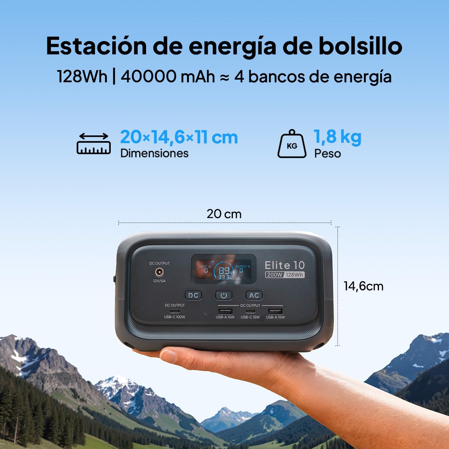 Detalle 1 de BLUETTI Elite 10 Mini Estación 128Wh