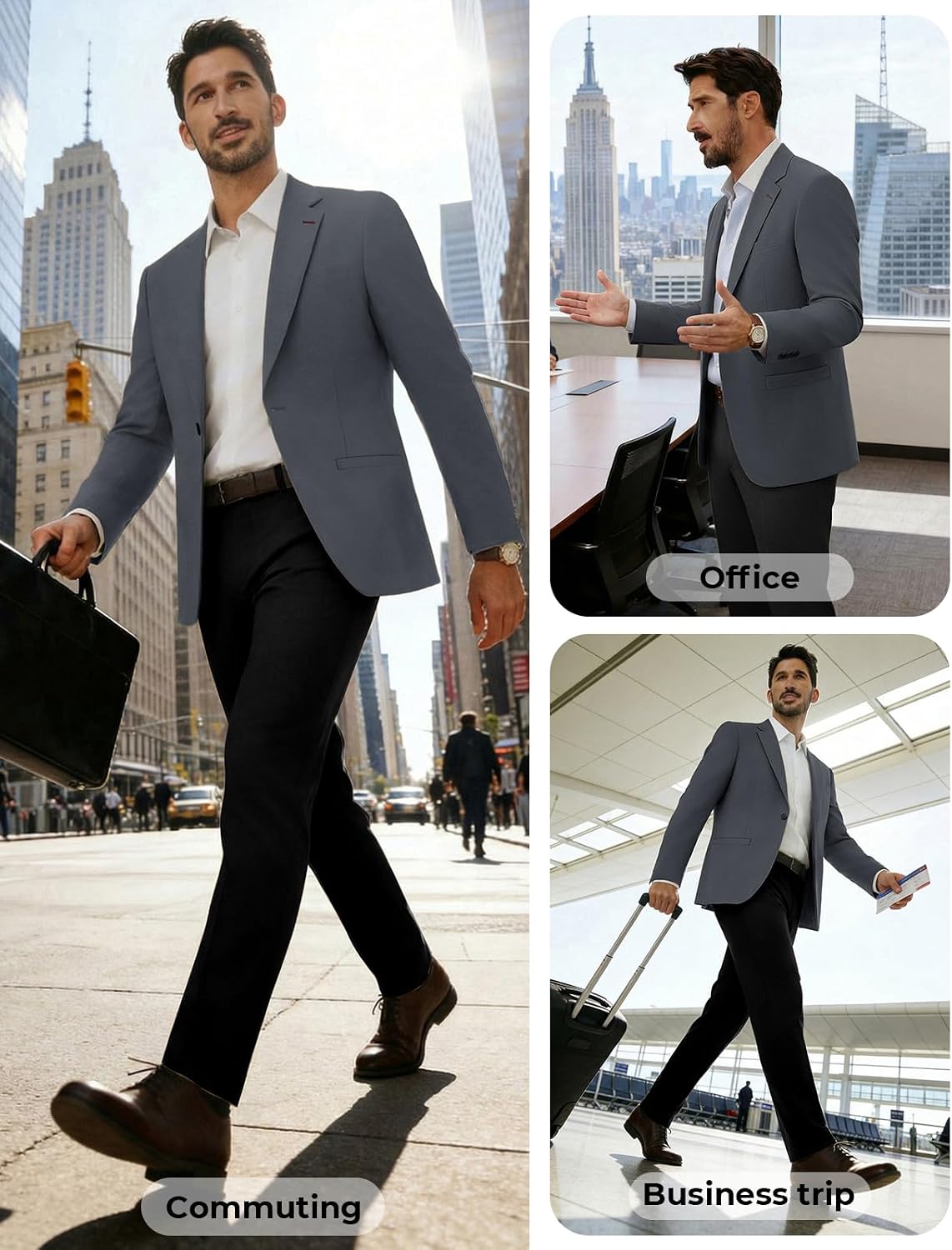 Detalle de PJ PAUL JONES Men's Lightweight Casual Blazer, One-Button, Notched Lapel