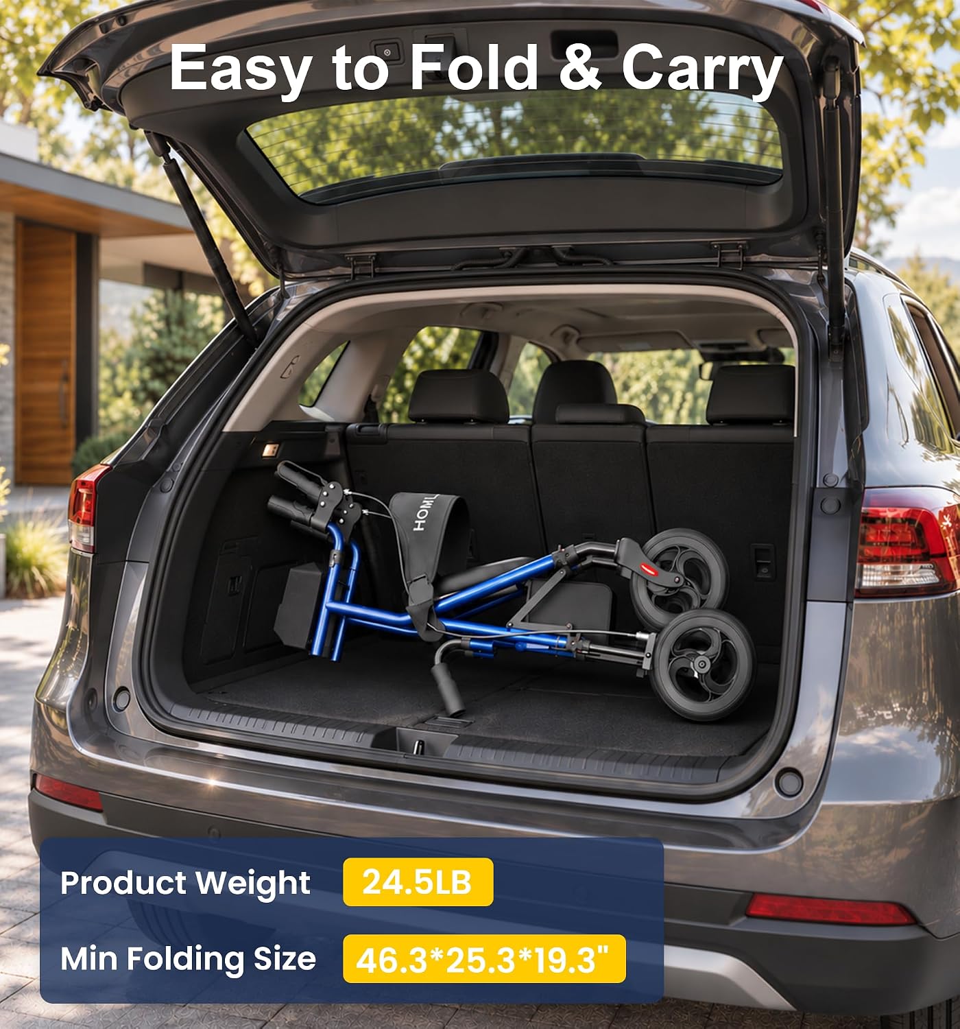 Thumbnail 4 de HOMLAND Upright Walker with Seat, Adjustable Arms and 16-Inch Padded Seat