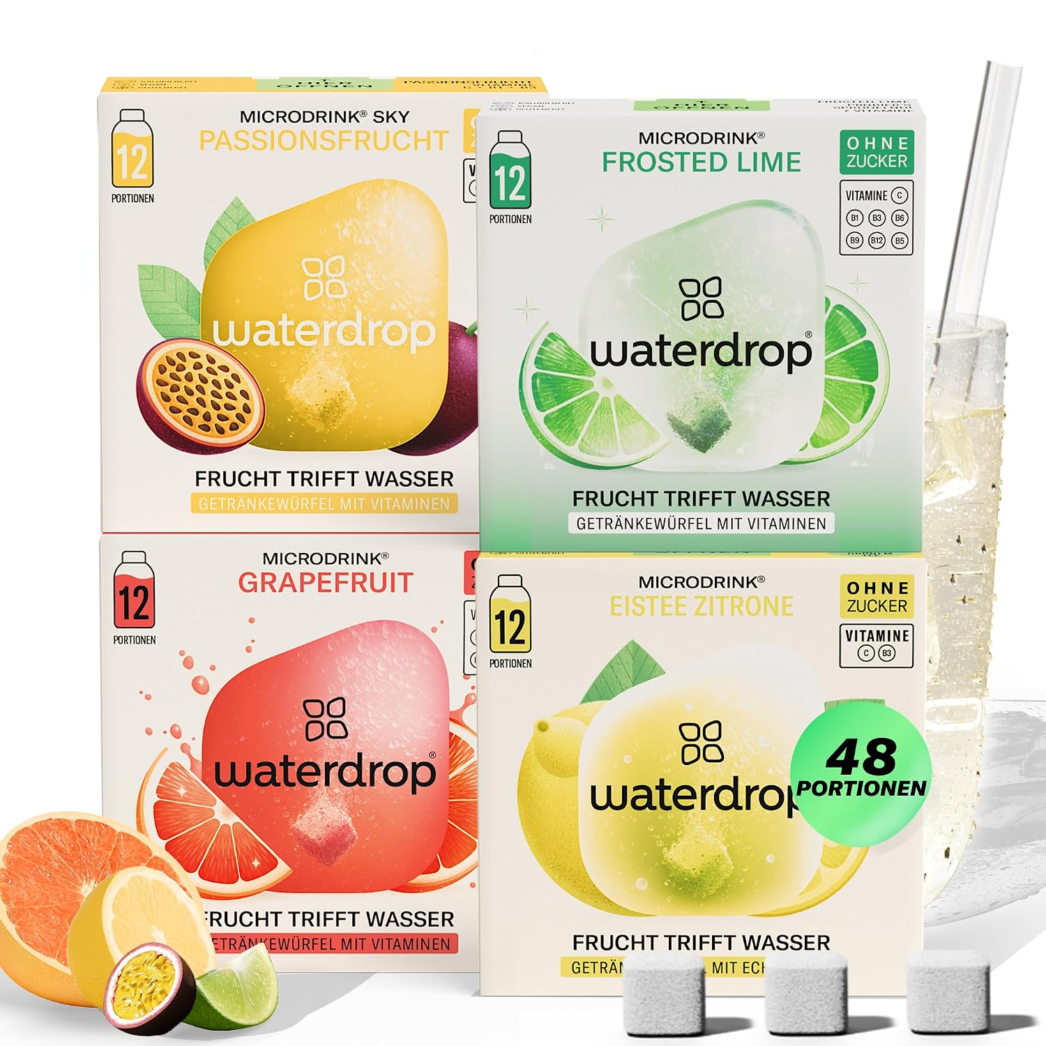 Thumbnail 6 de waterdrop® Beeren & Früchte Set – 48 zuckerfreie Waterdrop Würfel aus fruchtigen & pflanzlichen Aromen