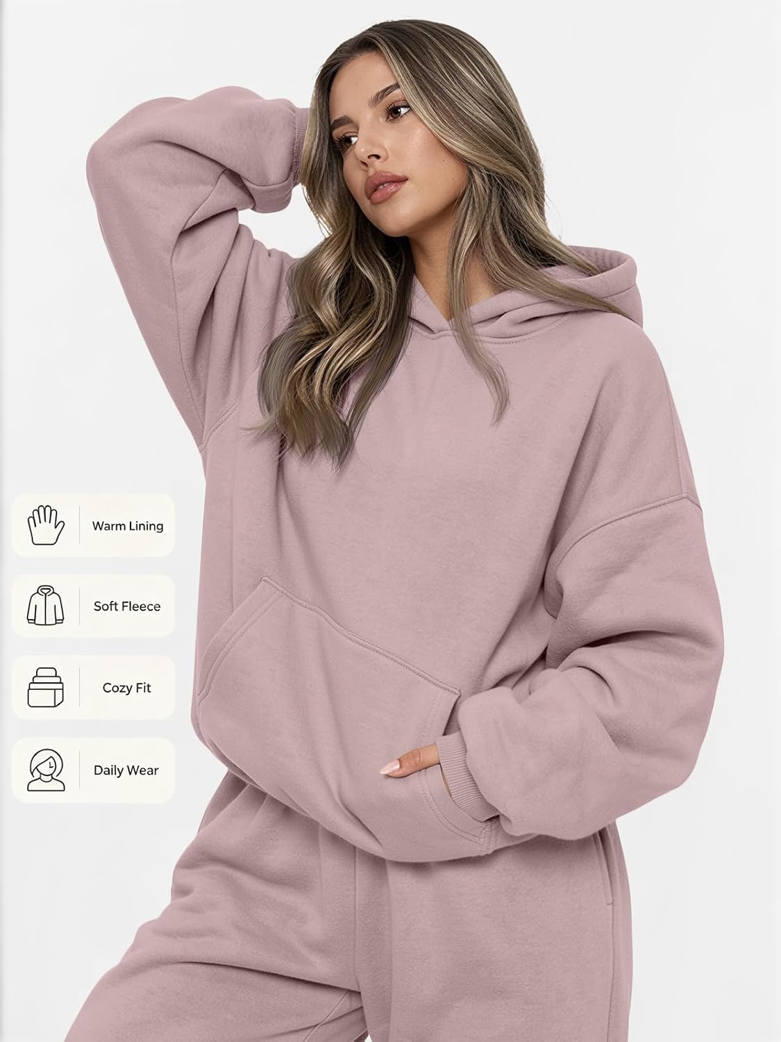 Detalle de AUTOMET Women’s 2-Piece Lounge Hoodie & Sweatpants Set (Plus Size)