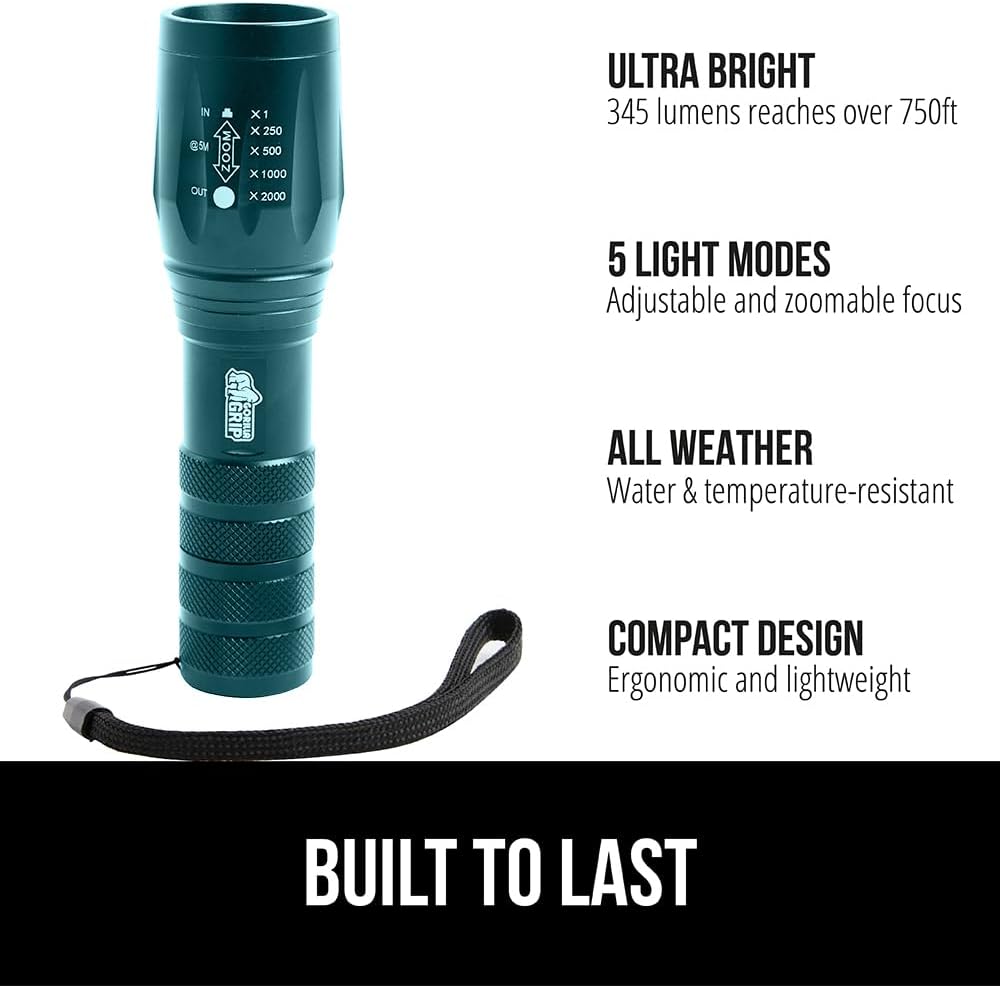 Detalle 2 de GORILLA GRIP 840316701945 LED Tactical Flashlight, 345 Lumens, 5 Modes