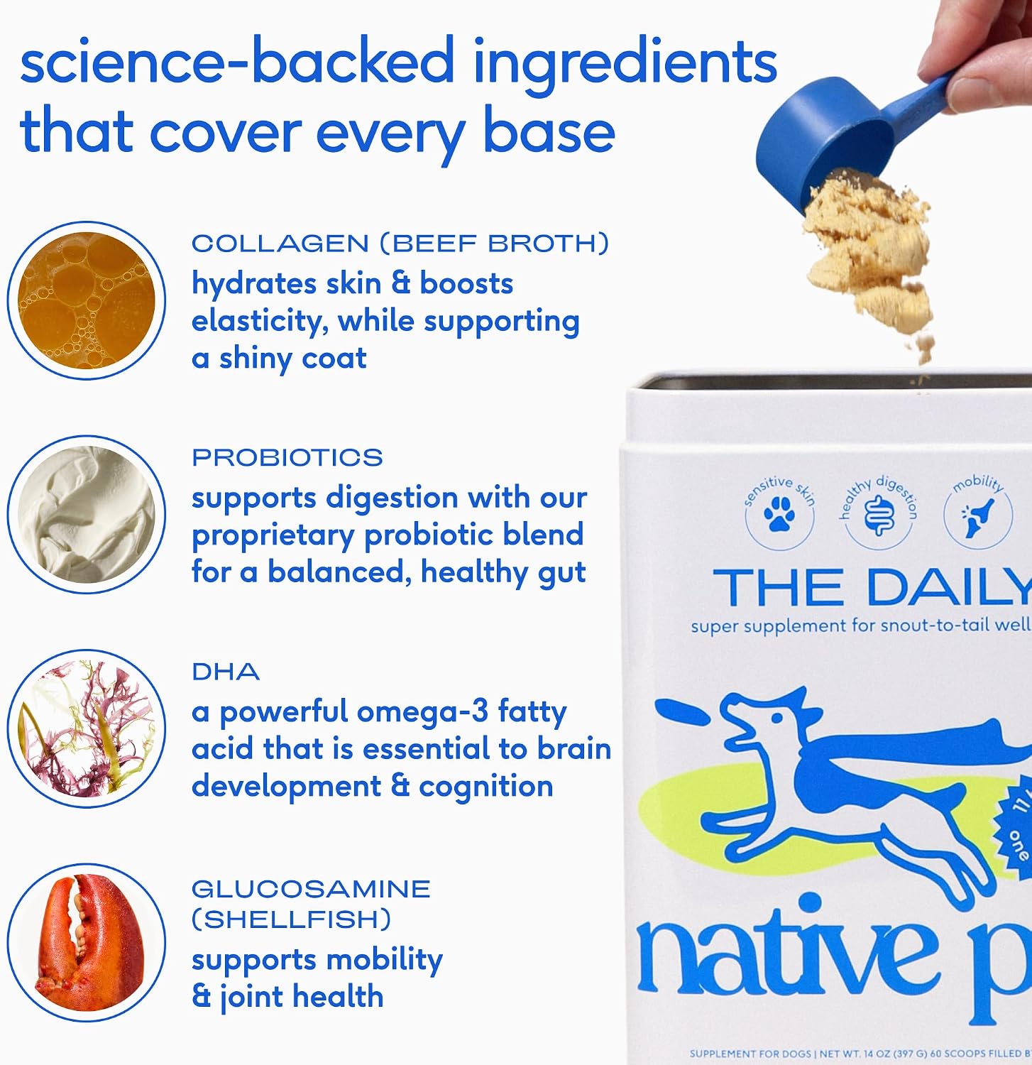 Detalle 1 de Native Pet PB-HERO-01 Daily Wellness Bundle for Dogs with Vitamin Powder and Salmon Oil