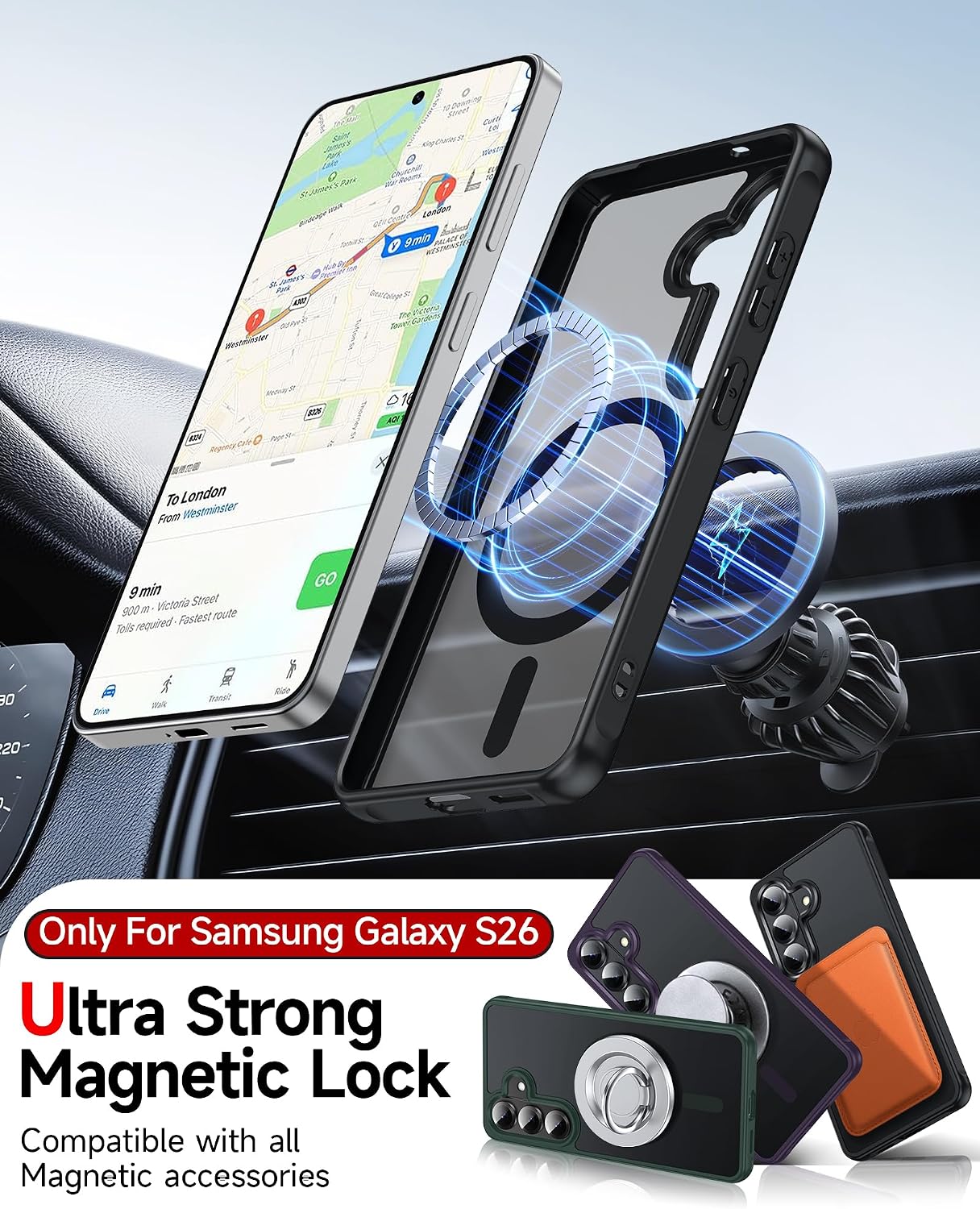 Detalle de LeYi Magnetic MagSafe case for Galaxy S26