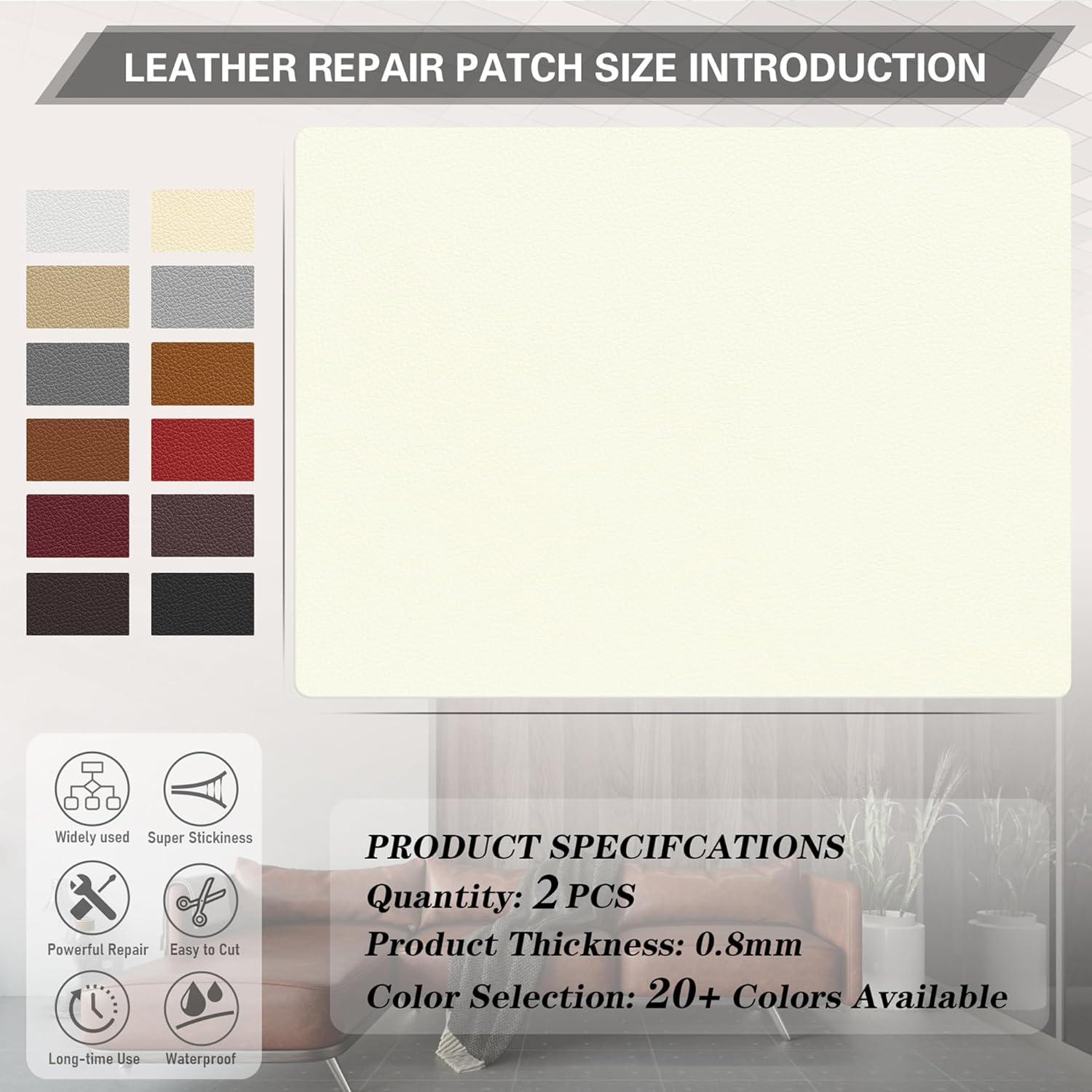 Thumbnail 1 de YAFLC Kunstleder selbstklebend Milchweiß (21 x 28 cm) – Reparaturpatch für Couch, Autositz & Co.