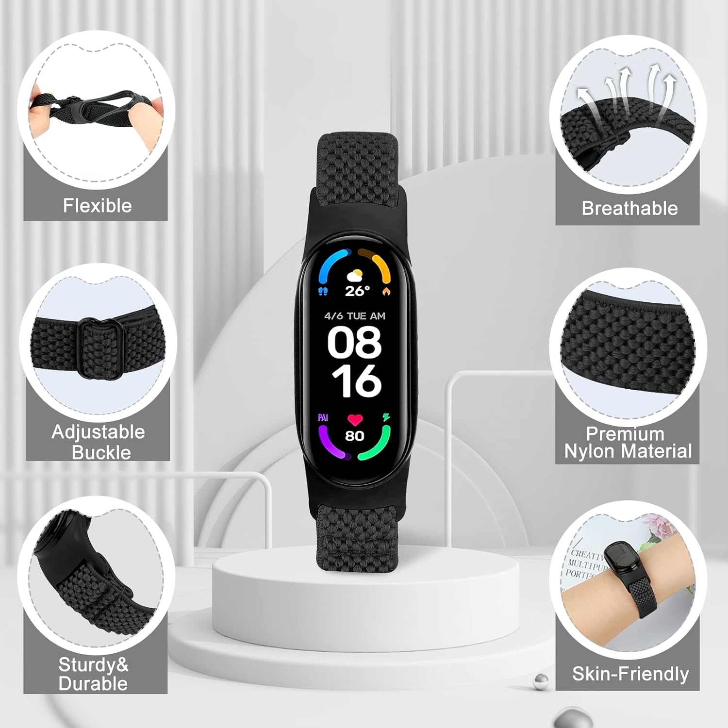 Thumbnail 1 de enkic Elastisch Armband für Mi Band 7/6/5 140–250 mm
