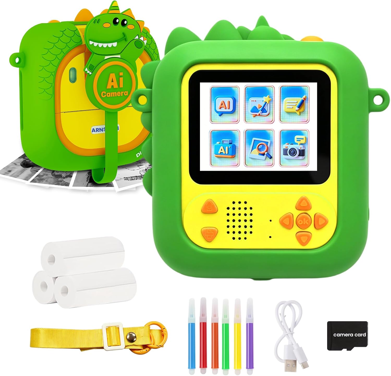 Detalle de ARNSSIEN M2 kindercamera met AI, 2,4-inch IPS-scherm en directprint