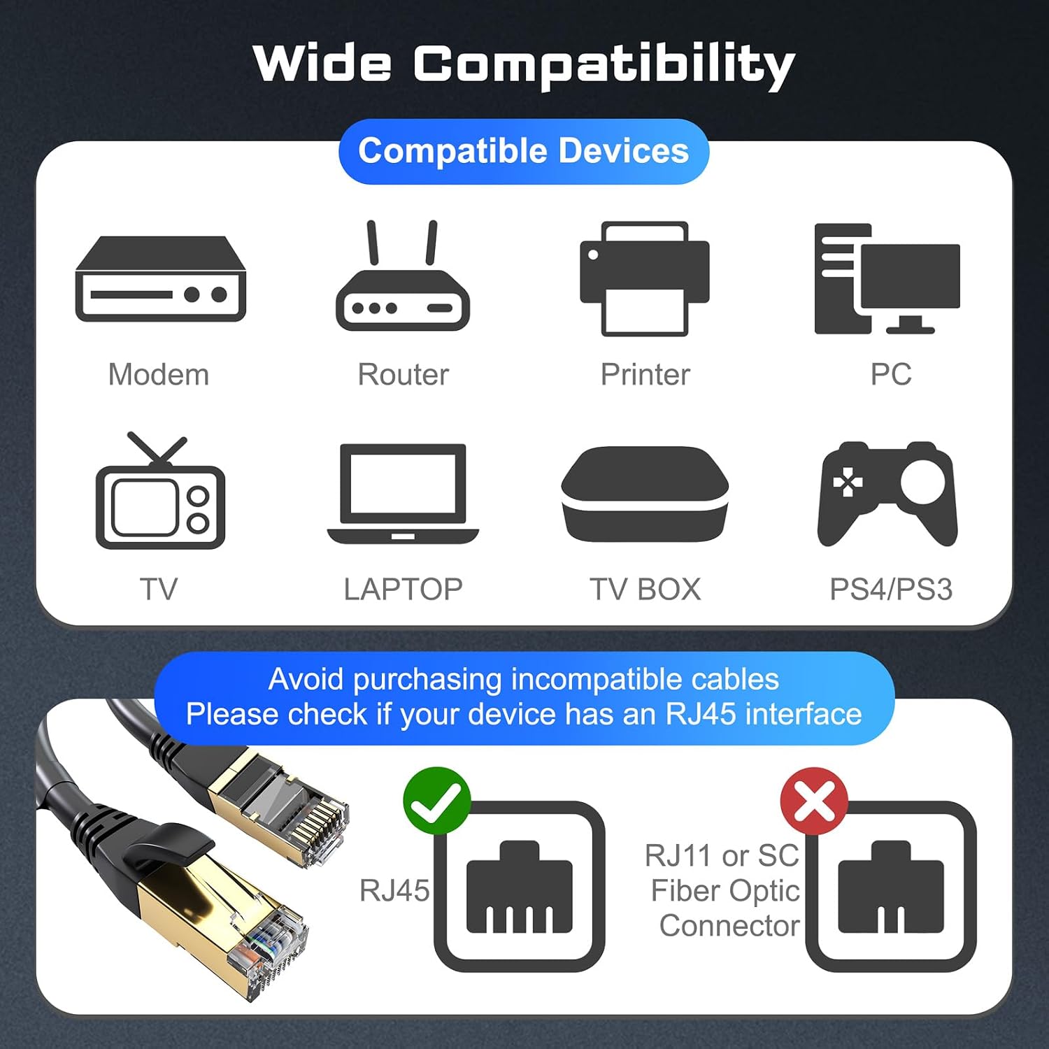 Thumbnail 6 de DbillionDa cat8 6ft ethernet cable, Cat 8 RJ45, 40 Gbps, Weatherproof