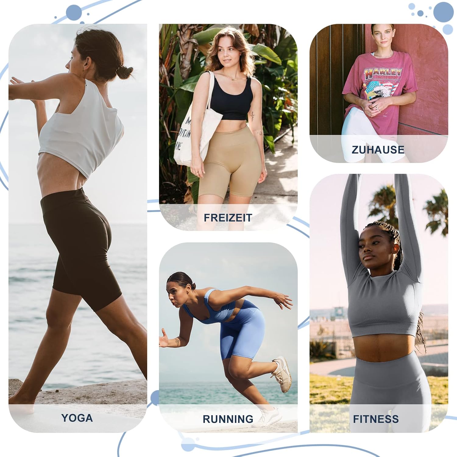 Detalle de FOTOCITI 3er Pack Radlerhose Damen – High Waist, elastische Shorts für Sport, Yoga und Alltag