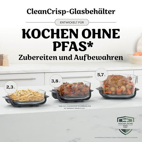 Thumbnail 10 de Ninja CRISPi PRO XL Glas-Heißluftfritteuse (Air-Fryer) Weiß AS090EUWH – 5,7 L, PFAS-frei