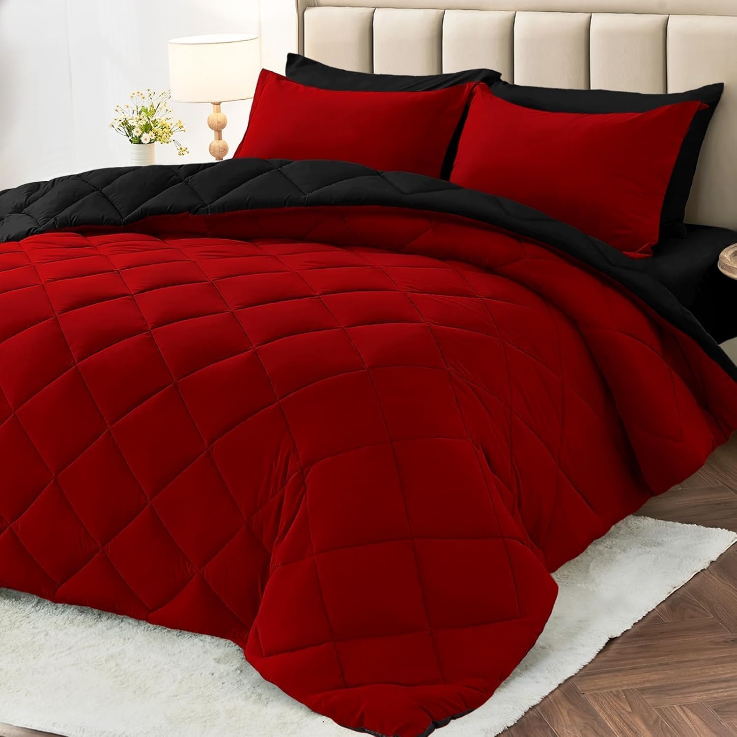 Detalle de MUXHOMO 7-Piece Queen Comforter Set, Reversible Bedding