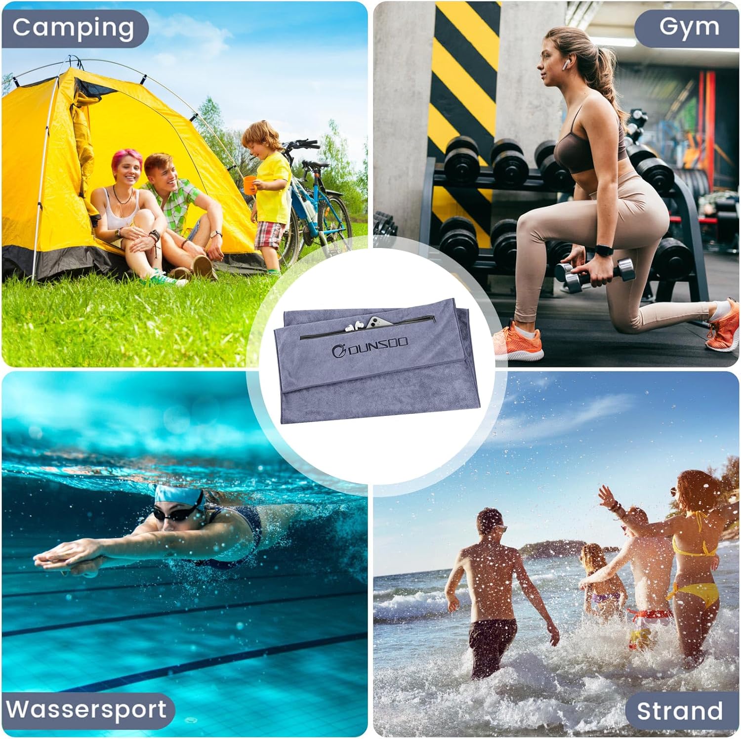 Thumbnail 6 de Dunsoo Asciugamano Fitness I 120x50 cm: microfibra assorbente con tasca con zip per palestra