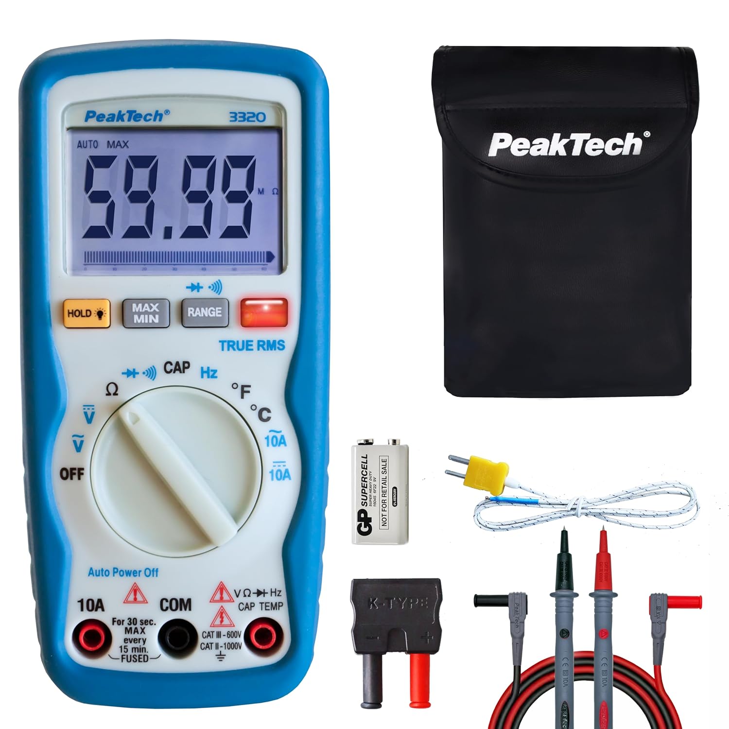 PeakTech P 3320: Tragbares TrueRMS-Multimeter mit 10 A AC/DC