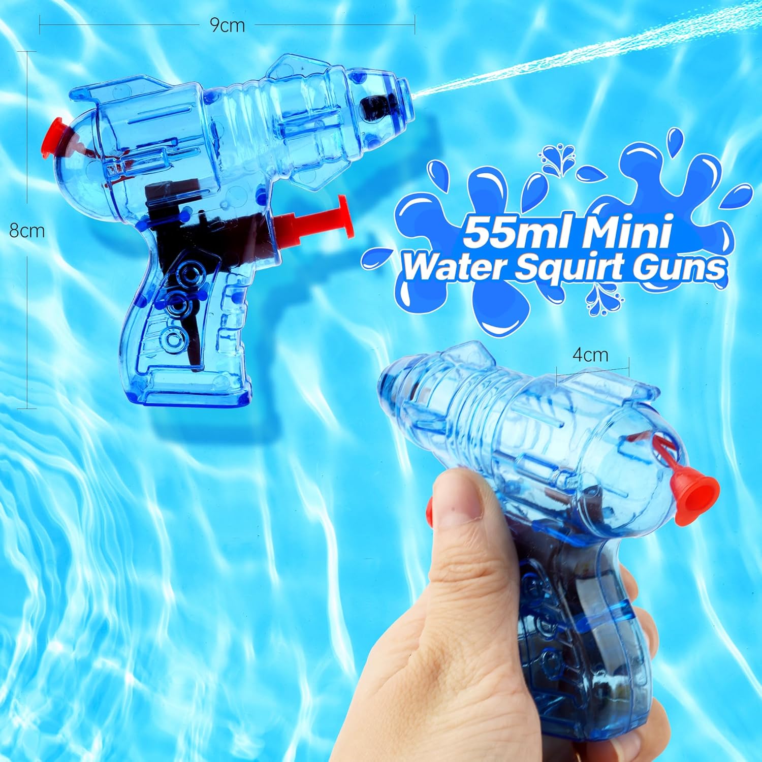 Detalle de 4 Pack Mini Water Gun for Kids – 9cm Neon Pistol Set for Outdoor Fun