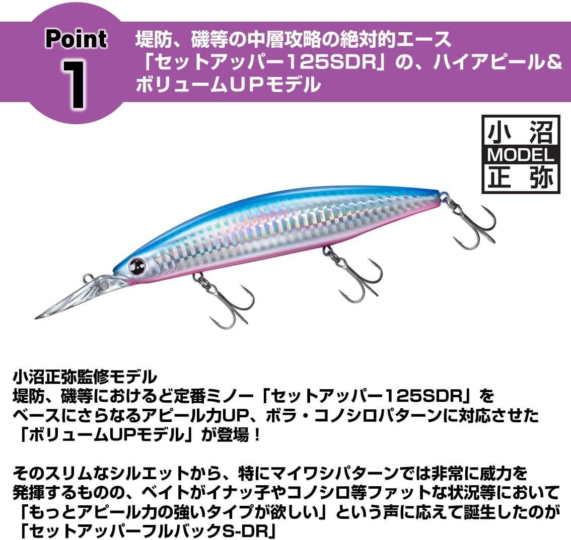 Detalle de ダイワ SLZセットアッパーFB 125SDR 小沼スペシャル|125mmシンキングミノー、ファットボディと強波動
