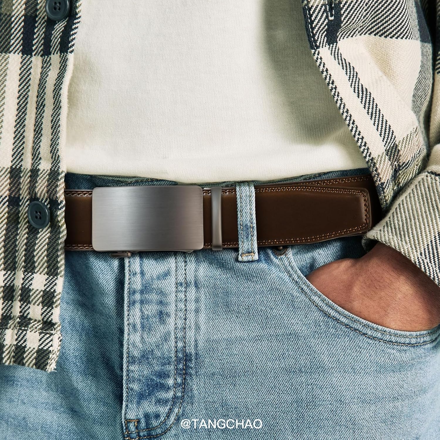 Thumbnail 3 de TANGCHAO Gürtel Herren mit automatischer Schnalle, 35 mm – eleganter Ledergürtel für Anzug & Jeans