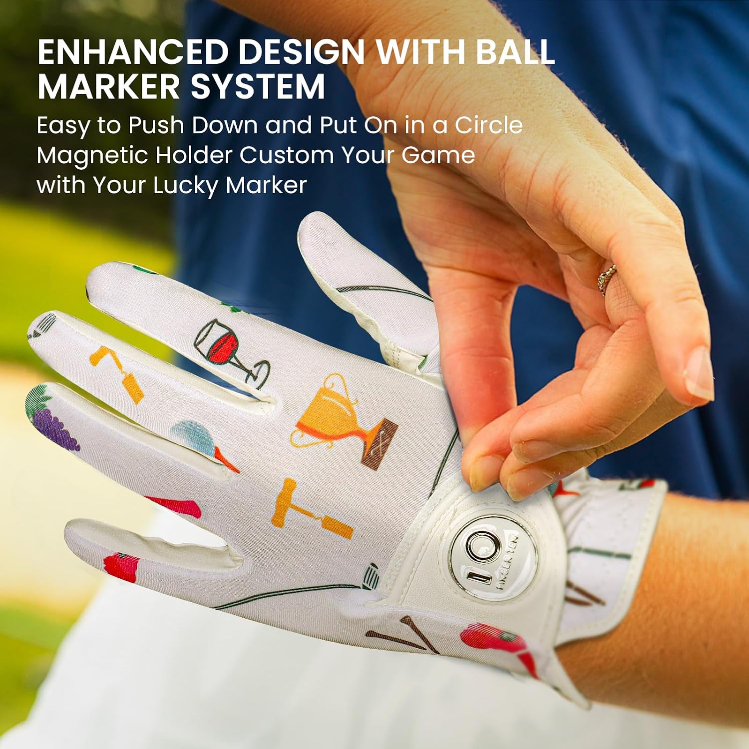 Thumbnail 6 de FINGER TEN Colorful Women's Golf Glove, Large, Full-Golf Party, Right Hand