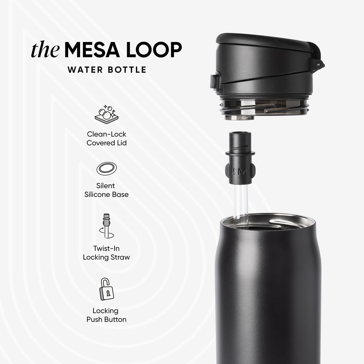Thumbnail 2 de Simple Modern Mesa Loop 30oz Water Bottle with Covered Straw & Handle (Midnight Black)
