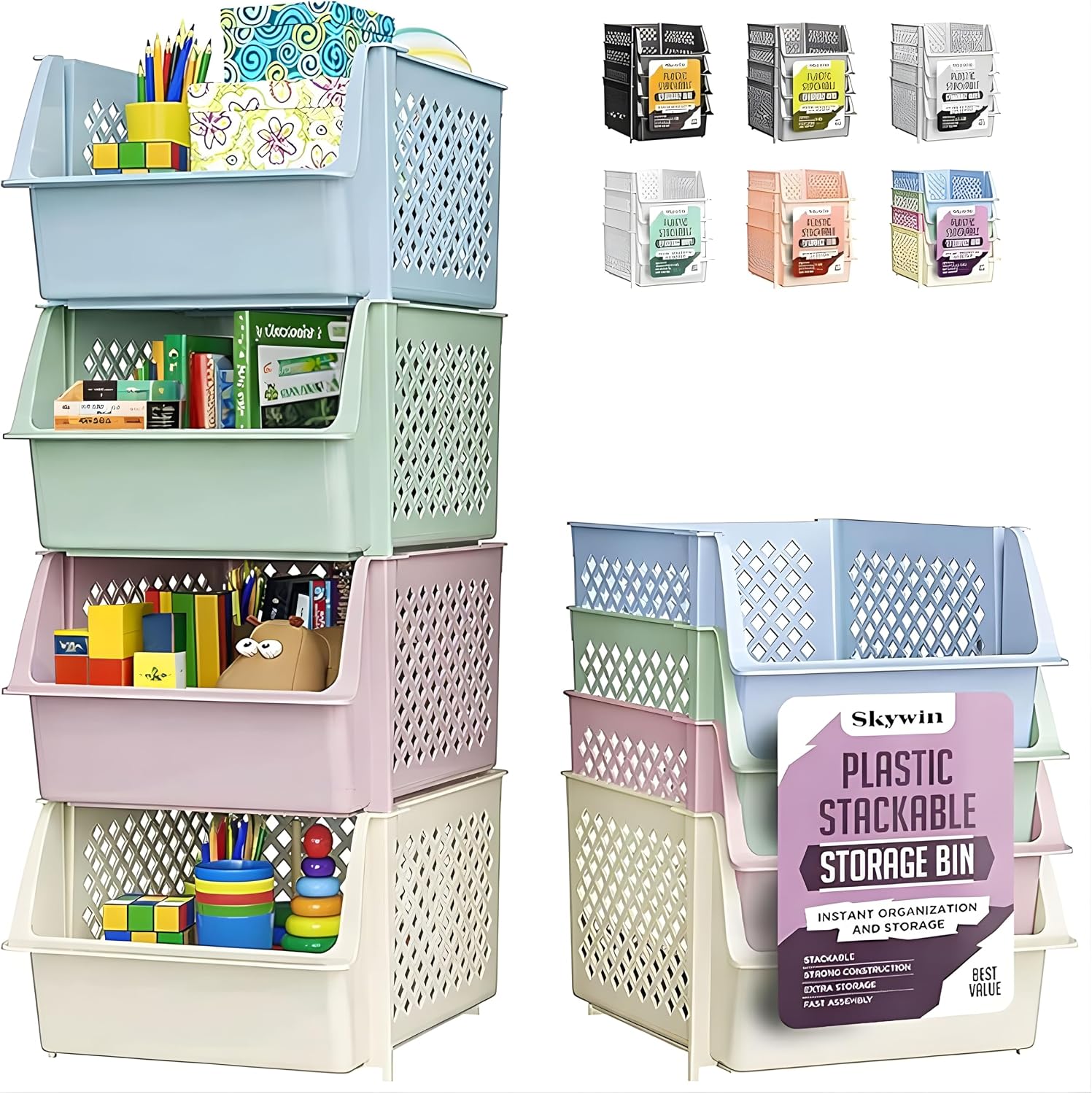 Detalle de TidyFriend Stackable Storage Bins 4-Pack