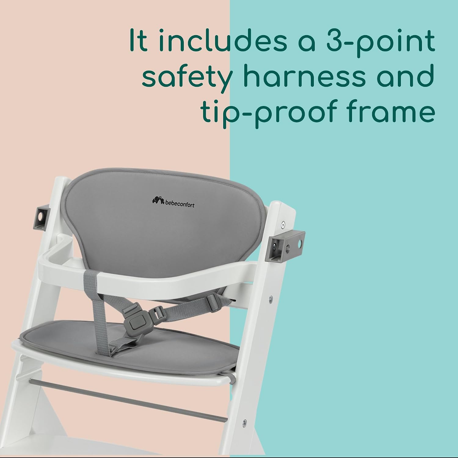 Detalle 2 de Bebeconfort Timba 2 with Cushion – Evolutive Wooden Highchair (6+ months to 110 kg)