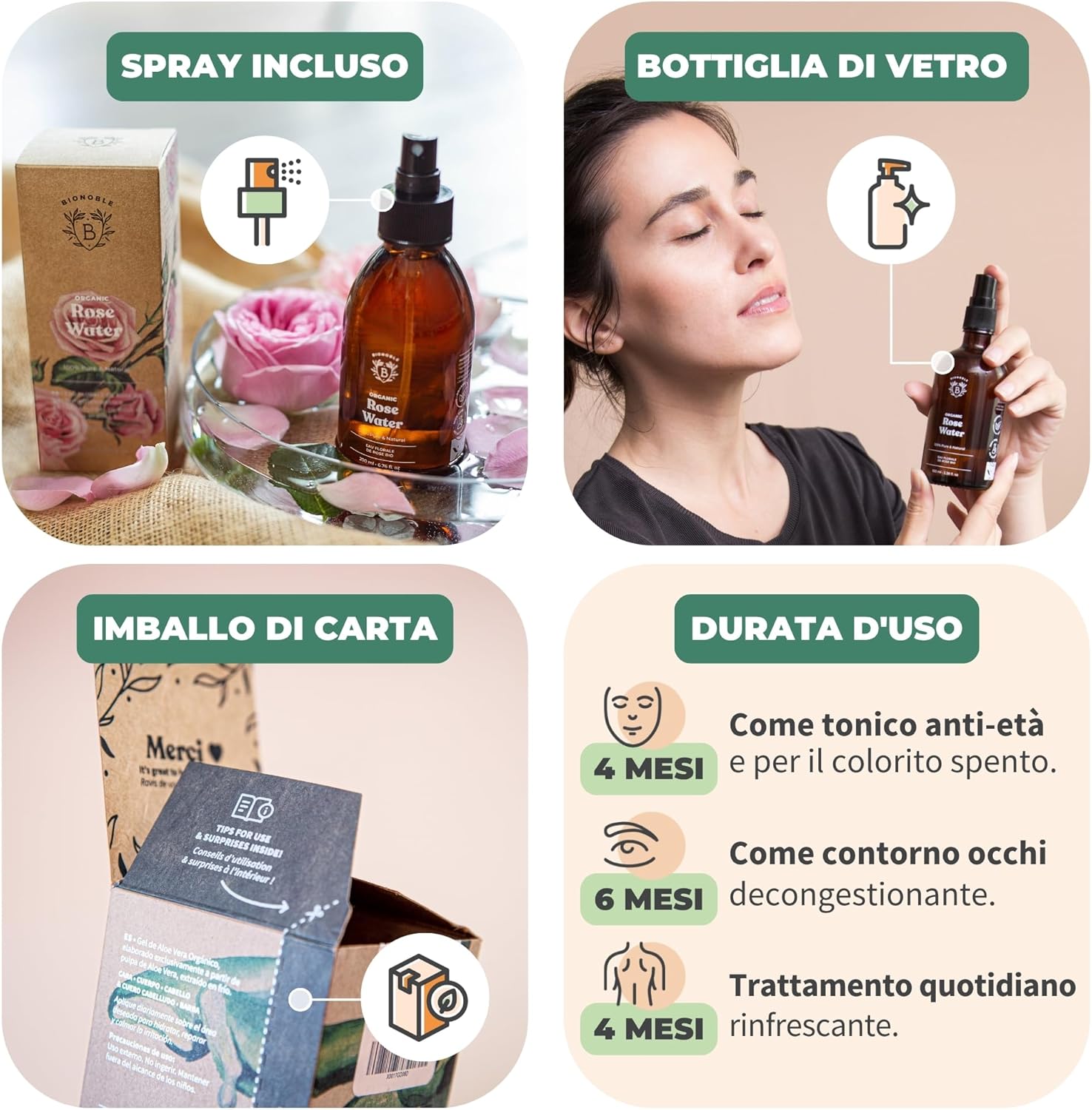 Thumbnail 3 de BIONOBLE Acqua di Rose Spray Bio 200 ml